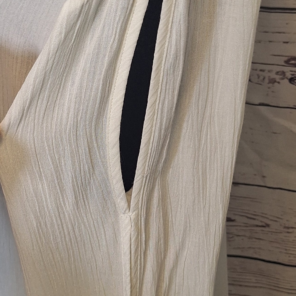 Naïf Boho Crochet V-Neck Dress Slit Sleeve Flowy Cream XL #2015 - Picture 4 of 10